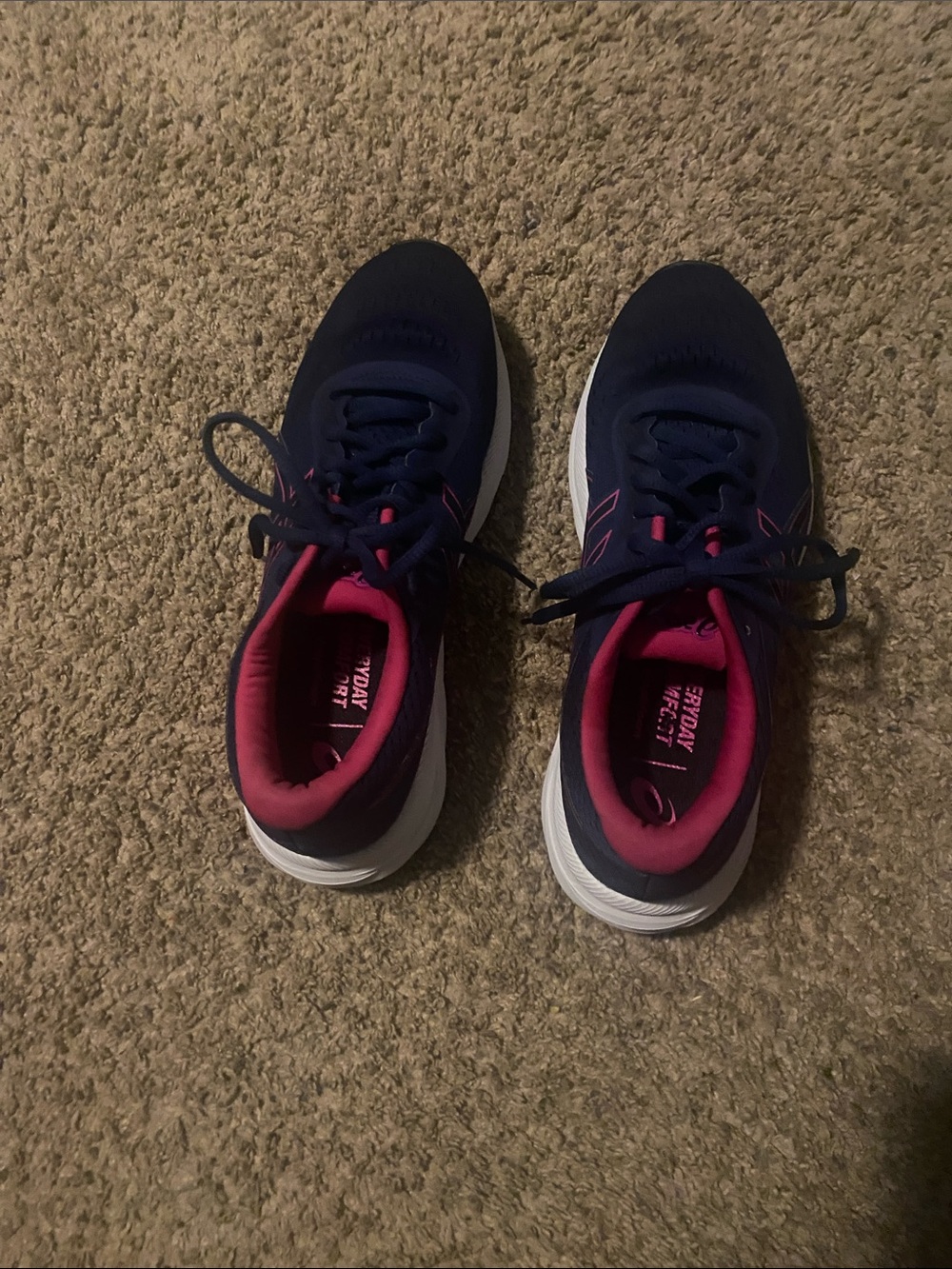 Asics Women's Navy and Pink Athletic Running Shoes